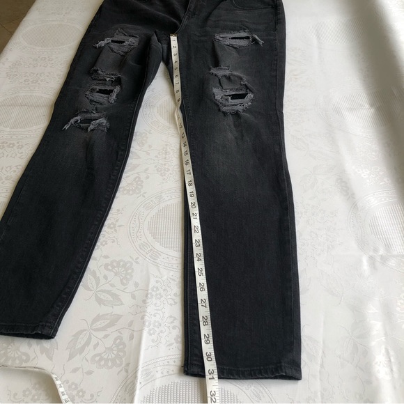 Express Jeans Black Ripped Jeans Denim Pants Women’s Size 12R Mid-Rise Leggings - Picture 10 of 16